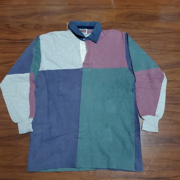 VINTAGE BARBARIAN RUGBY WEAR POLO SHIRT CANADA MENS LARGE RARE COLOR BLOCKING - Picture 7 of 7